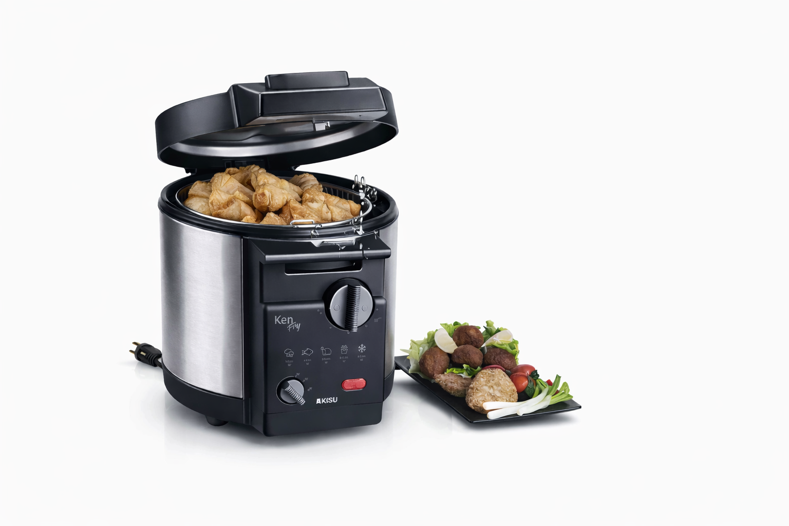 AKSU 1600 Watt Paslanmaz Çelik Fritöz – Ayarlanabilir Isı Kontrollü